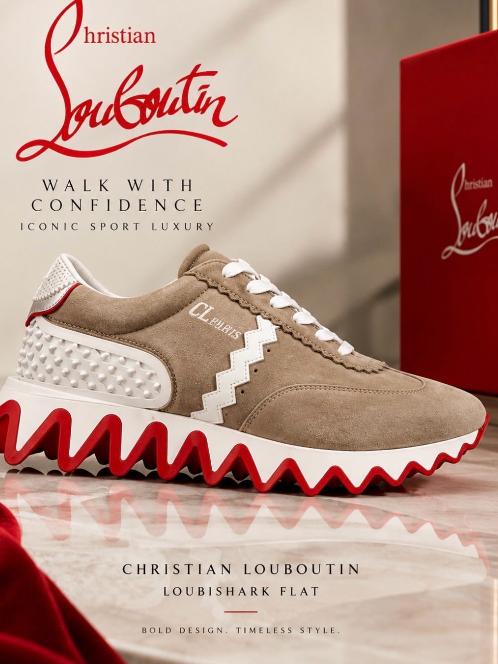 NEW! AUTHENTIC CHRISTIAN LOUBOUTIN
LOUBISHARK FLAT SNEAKERS US 9.5